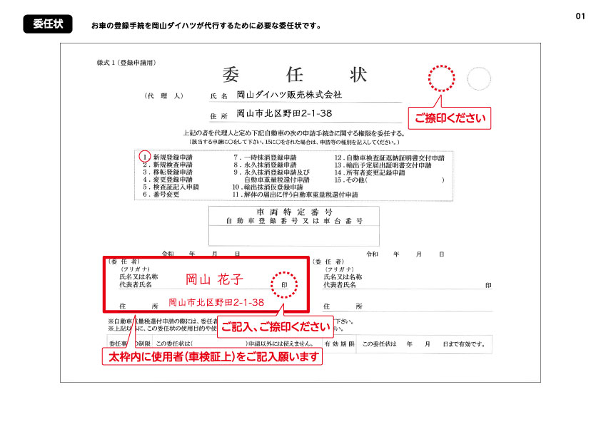委任状（小型車のみ）